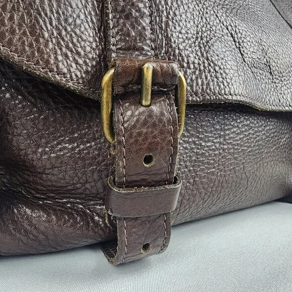 Roots Brown Pebbled Leather Computer Book Bag - Picture 2 of 16